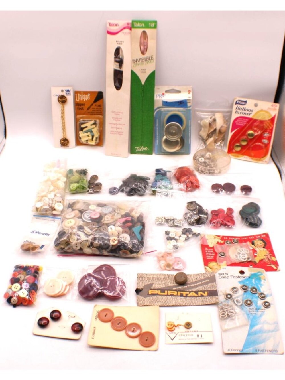 Huge Button Lot Carded Loose Talon Zipper Cover Snap Fastener Crafts Sewing Vtg